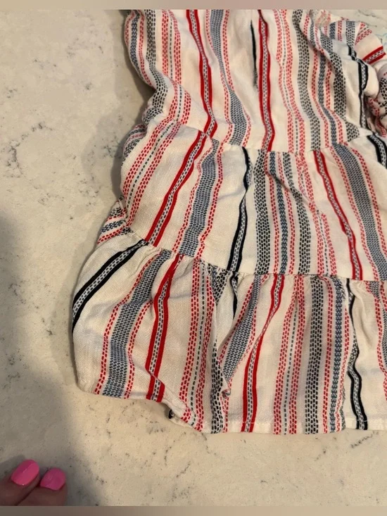 Jun & Ivy Striped Ruffle Tie-Front Cami Tank Top Womens Sz Medium White Red Blue - Picture 10 of 10